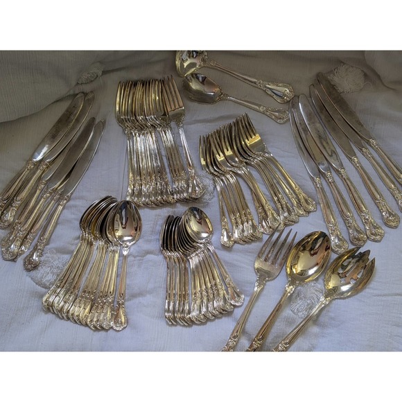 GODINGER GRAND MASTER! 65 PIECE HEAVY SILVERPLATE FLATWARE SERVICE FOR 12 - Picture 9 of 12